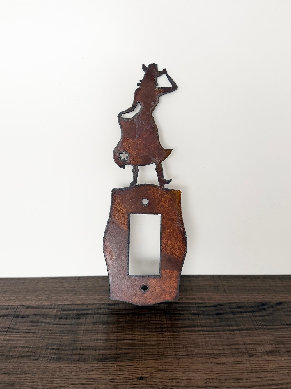 Distressed Metal Cowgirl Silhouette Rustic Western Light Switch Cover Plate